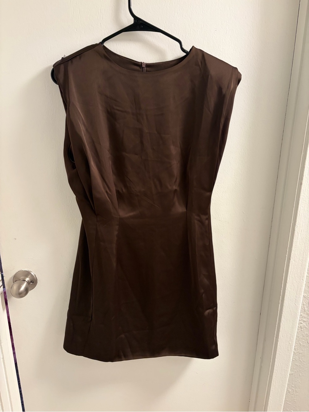 Classic Brown Cap-Sleeve Mini Dress